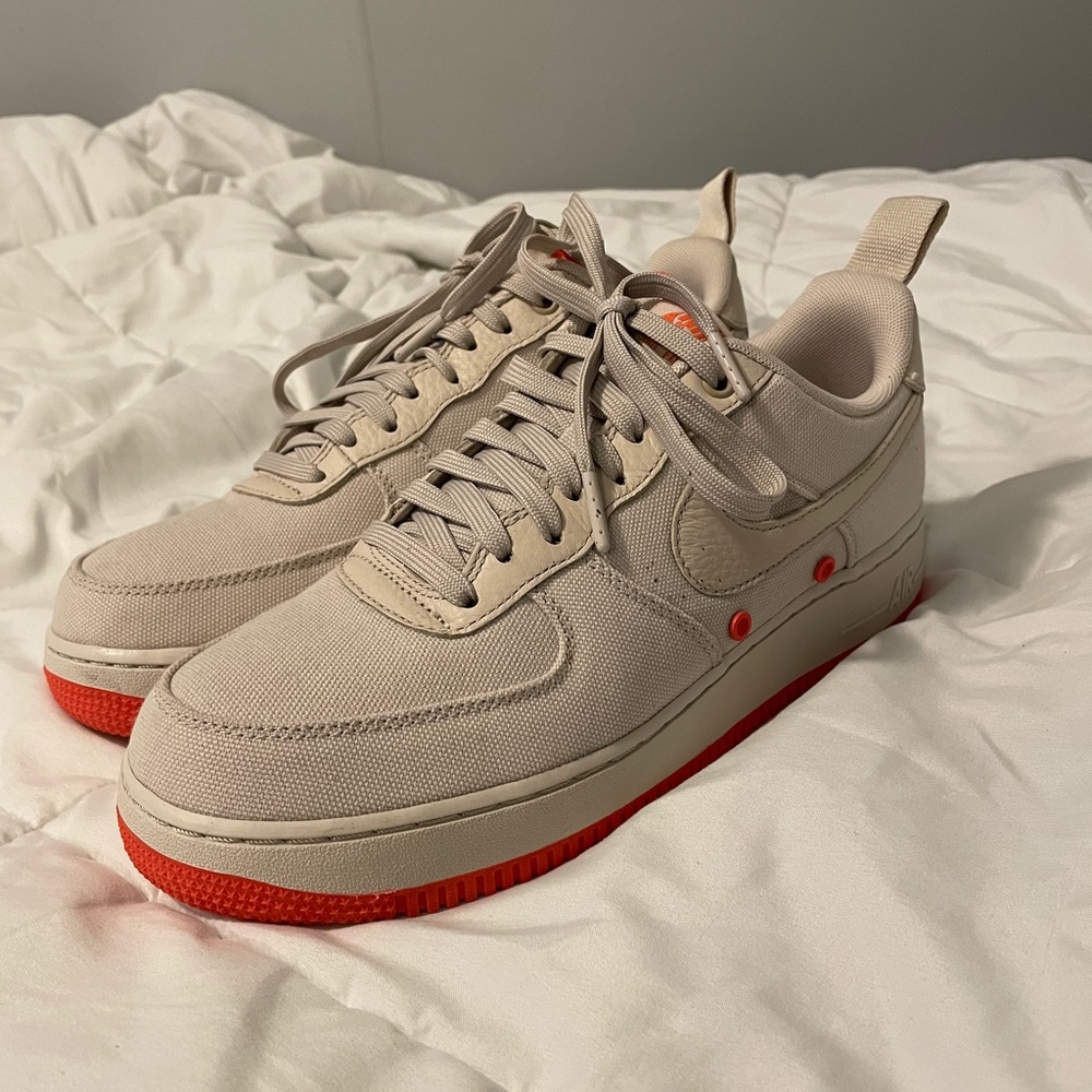 Tan with Coral Air Force 1s